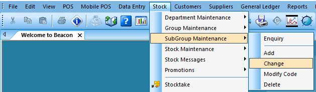 Image 4 Selecting Subgroup Maintenance