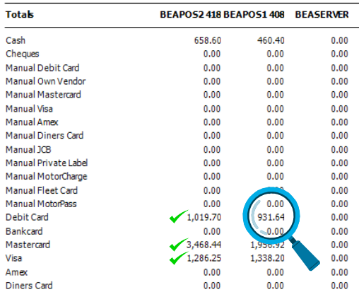 Print totals screen EFTPOS